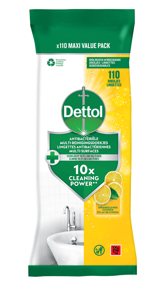 Dettol Antibacteriële Multi-Oppervlakken Doekjes Sprankelende Citroen x110