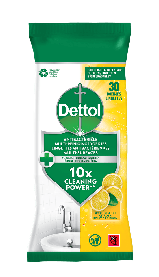 Dettol Antibacteriële Multi-Oppervlakken Doekjes Sprankelende Citroen x30